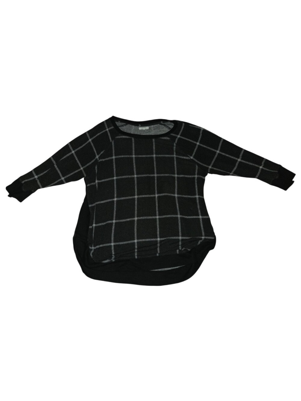 Black Windowpane Long Sleeve Top